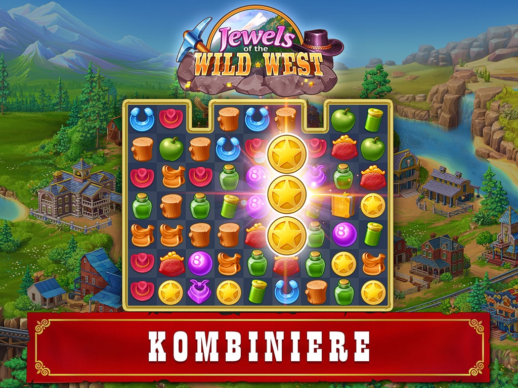 Jewels of the Wild West®: Juwel 3-gewinnt puzzle-spiele!