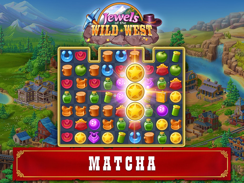 Jewels of the Wild West®: Matcha juveler och bygg staden
